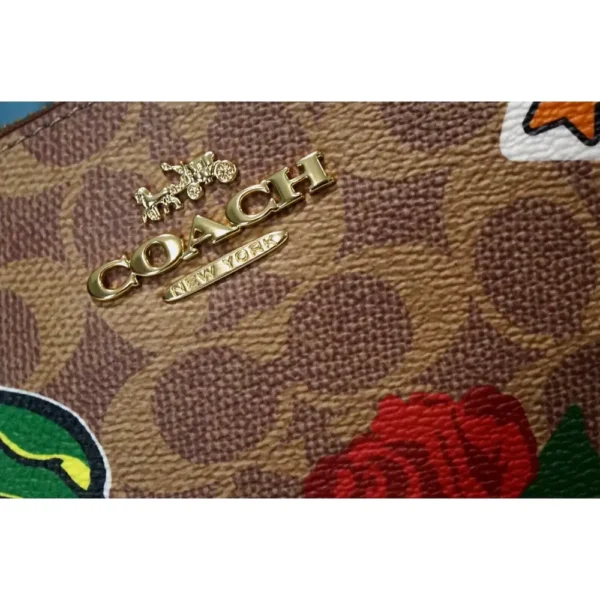Coach CV939 Teri Shoulder Bag In Signature Canvas Tan Multi - Image 5