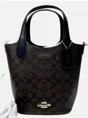 Coach CAF16 Hanna Bucket Bag In Signature Canvas IN Walnut/Black