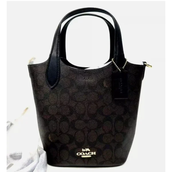 Coach CAF16 Hanna Bucket Bag In Signature Canvas IN Walnut/Black