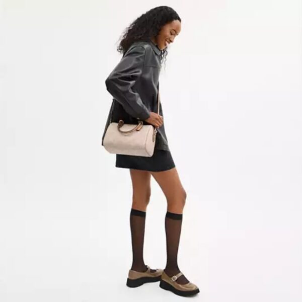 Coach CY679 Rowan Satchel Bag In Blocked Signature Canvas in Sand/Tan - Image 11