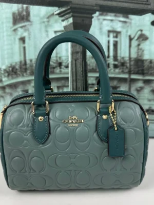 Coach CY744 Mini Rowan Crossbody Bag In Blocked Signature IN Dark Turquoise