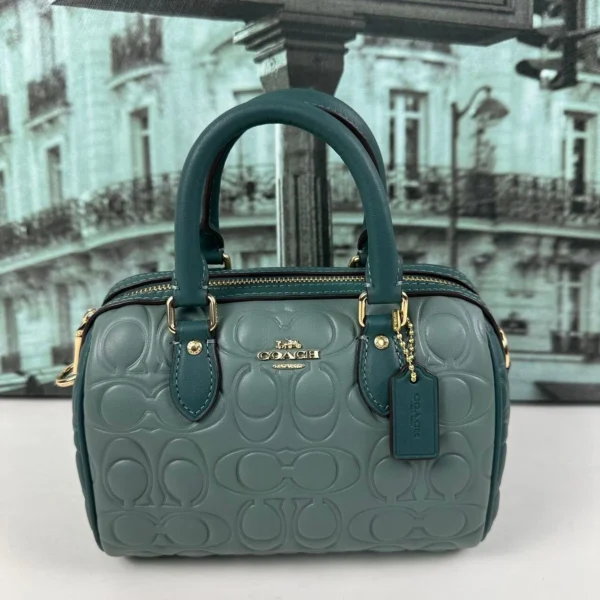 Coach CY744 Mini Rowan Crossbody Bag In Blocked Signature IN Dark Turquoise