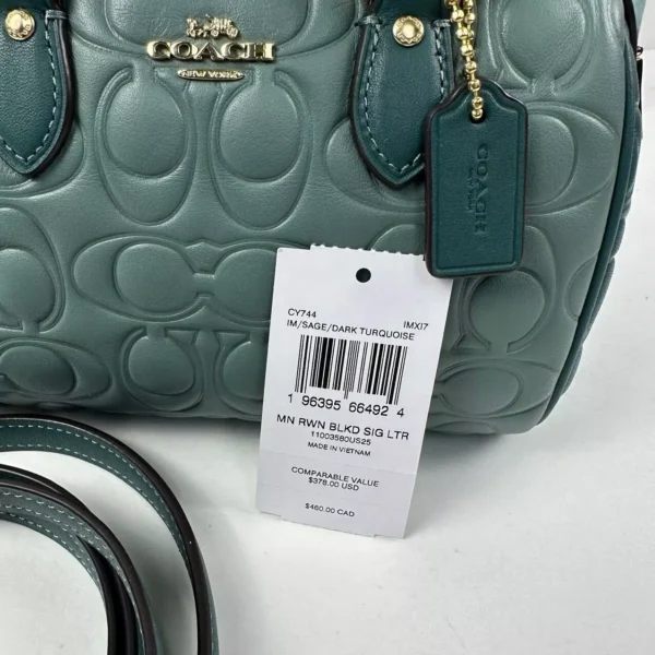 Coach CY744 Mini Rowan Crossbody Bag In Blocked Signature IN Dark Turquoise - Image 8