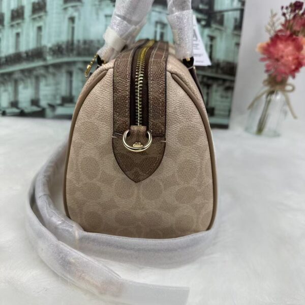 Coach CY679 Rowan Satchel Bag In Blocked Signature Canvas in Sand/Tan - Image 6