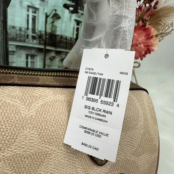 Coach CY679 Rowan Satchel Bag In Blocked Signature Canvas in Sand/Tan - Image 10