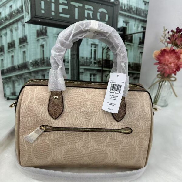 Coach CY679 Rowan Satchel Bag In Blocked Signature Canvas in Sand/Tan - Image 5