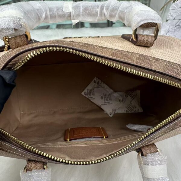 Coach CY679 Rowan Satchel Bag In Blocked Signature Canvas in Sand/Tan - Image 9