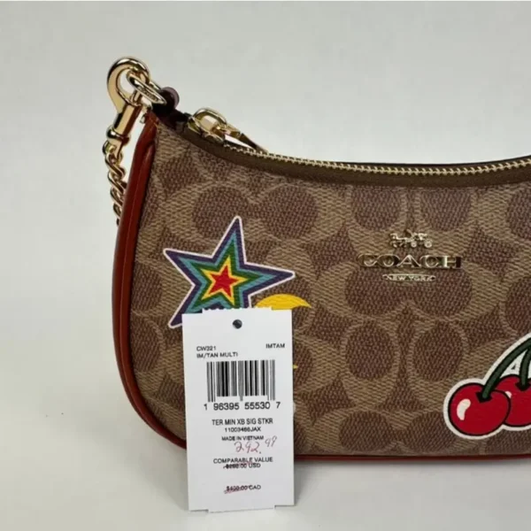 Coach CW321 Teri Mini Crossbody Bag In Signature Canvas Tan - Image 3