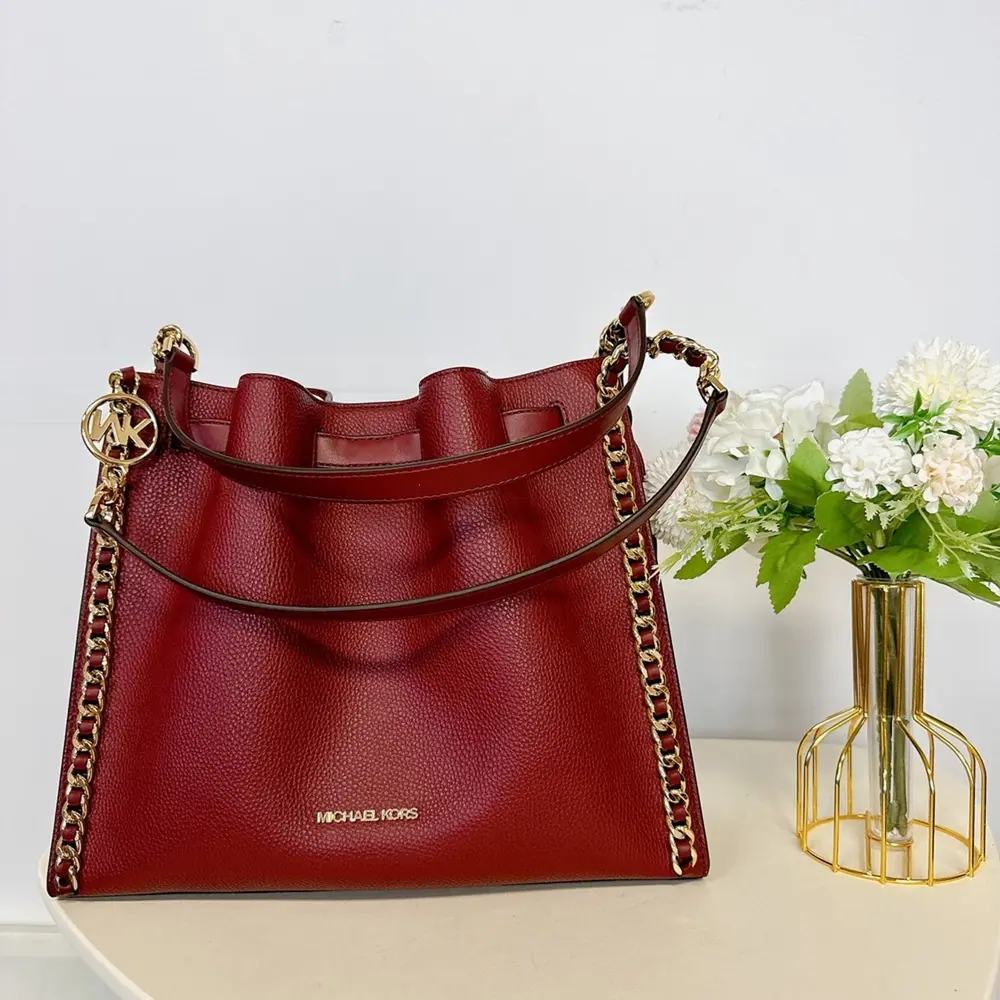 Michael Kors 35H3G4ML3I Mina LG Leather Shoulder Bag CHERRY