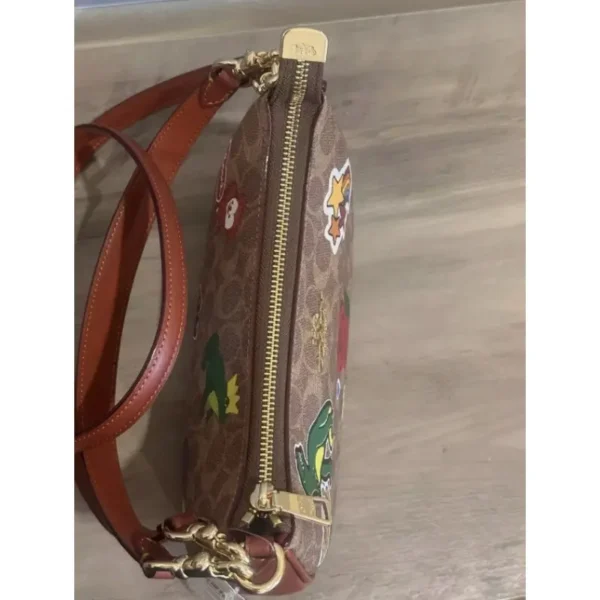 Coach CV939 Teri Shoulder Bag In Signature Canvas Tan Multi - Image 4