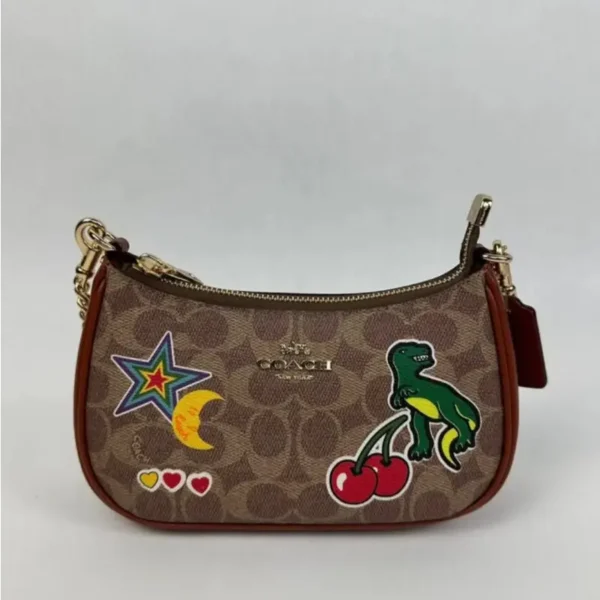 Coach CW321 Teri Mini Crossbody Bag In Signature Canvas Tan - Image 5