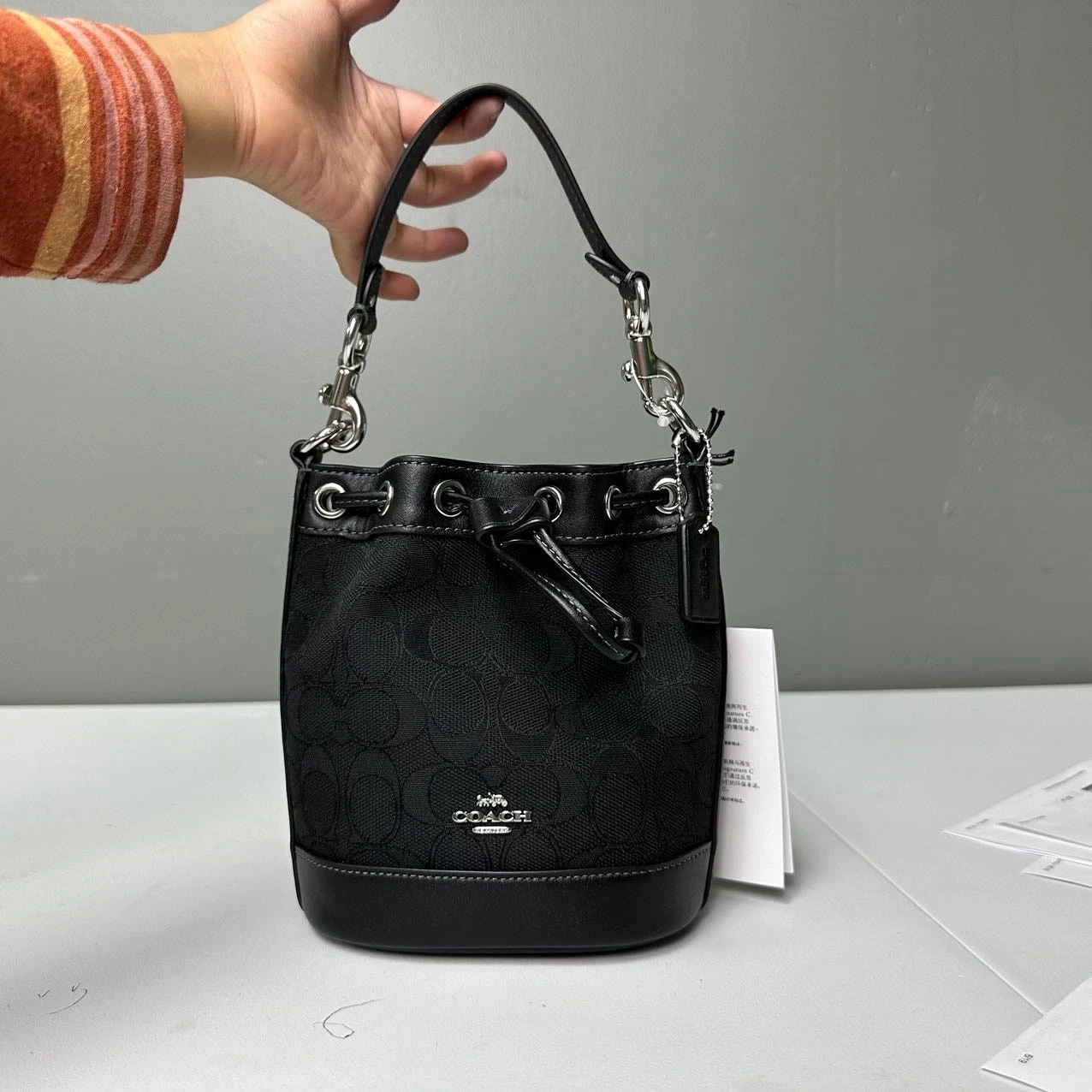 COACH CT863 Mini Bucket Bag In Signature Jacquard