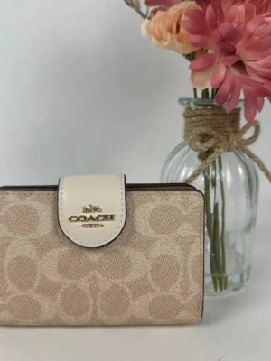 COACH CW786 Medium Zip Wallet Card/Coin Case Canvas&Leather