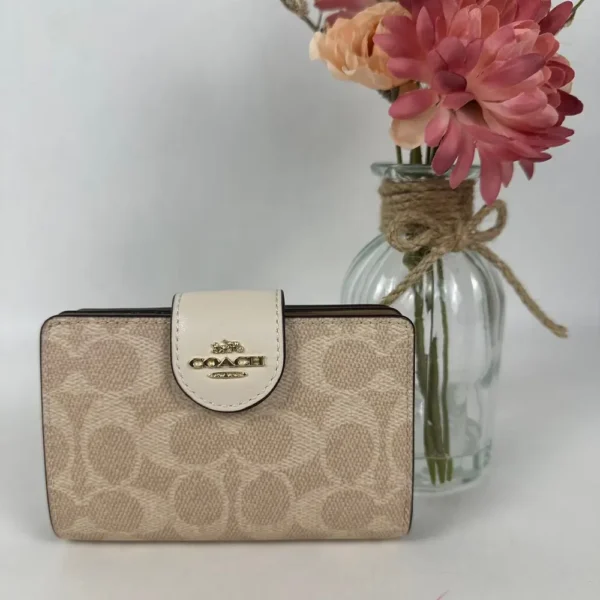COACH CW786 Medium Zip Wallet Card/Coin Case Canvas&Leather