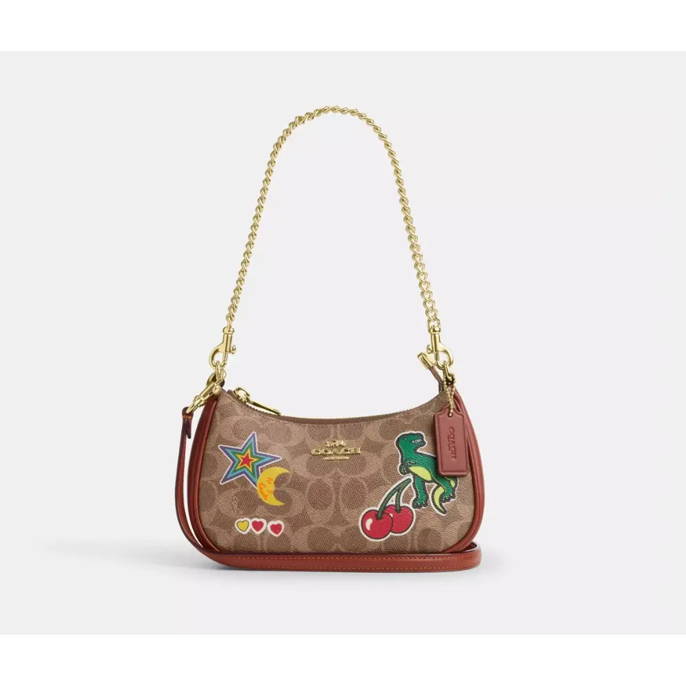 Coach CW321 Teri Mini Crossbody Bag In Signature Canvas Tan