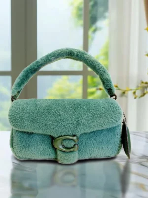 Coach CC445 Pillow Tabby Shoulder Bag 26 In Shearling IN Green