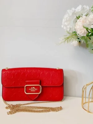 Coach CF942 MINI Morgan Shoulder In Signature Leather IN Electric Red