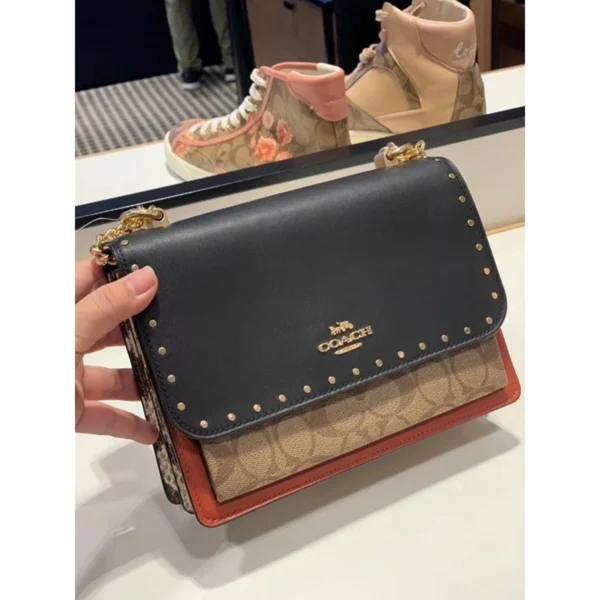Coach 90400 Klare Crossbody In Signature Canvas With Rivets In Black/Khaki Multi - Image 12