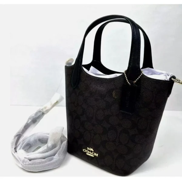 Coach CAF16 Hanna Bucket Bag In Signature Canvas IN Walnut/Black - Image 2