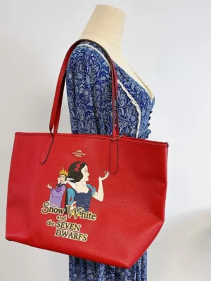 Coach CC162 Disney X Coach City Tote With Signature Canvas IN Red Apple Multi