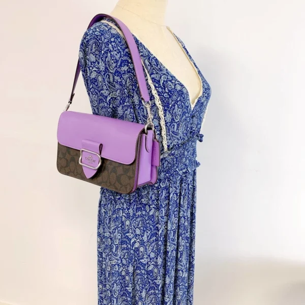 Coach CJ617 Morgan Shoulder Bag In Signature Canvas IN Brown Iris - Image 8