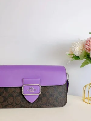 Coach CJ617 Morgan Shoulder Bag In Signature Canvas IN Brown Iris