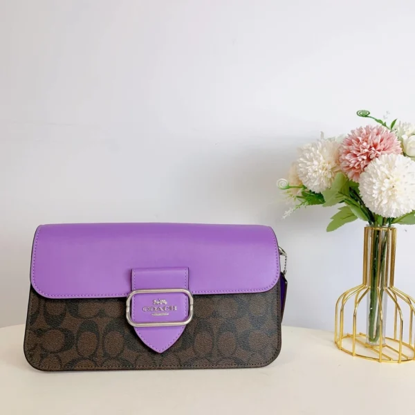 Coach CJ617 Morgan Shoulder Bag In Signature Canvas IN Brown Iris