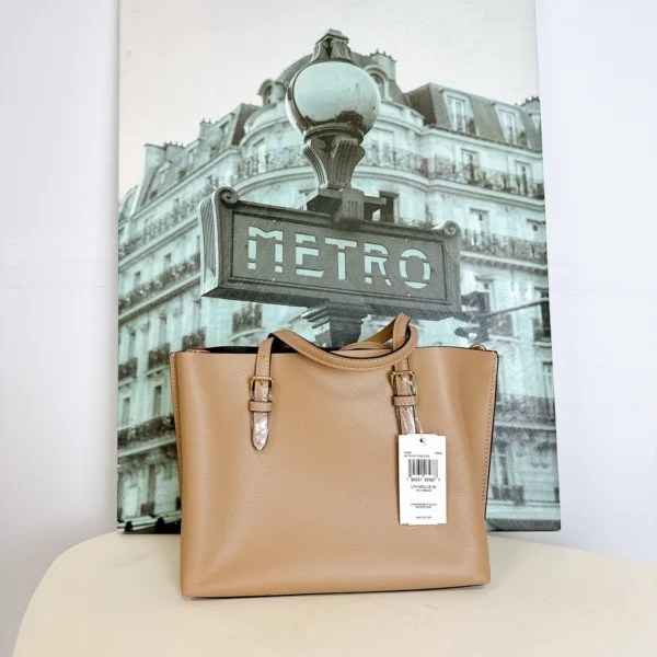 Coach C4084 Mollie Tote 25 In Taupe Oxblood - Image 4