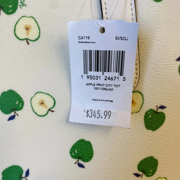 COACH C4119 City Tote With Apple Print Chalk Green Multi - Image 7