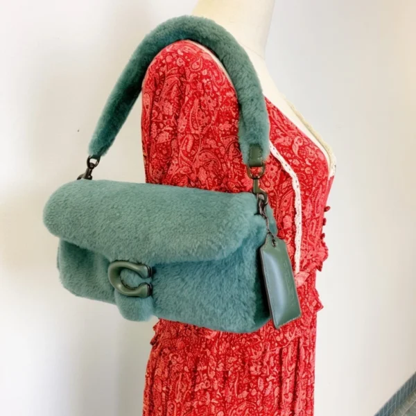 Coach CC445 Pillow Tabby Shoulder Bag 26 In Shearling IN Green - Image 9