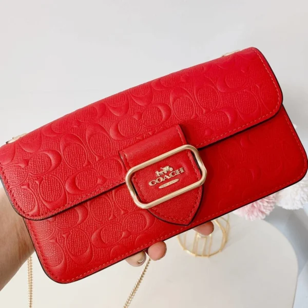 Coach CF942 MINI Morgan Shoulder In Signature Leather IN Electric Red - Image 3
