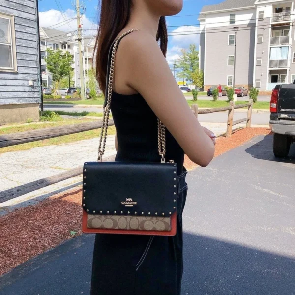 Coach 90400 Klare Crossbody In Signature Canvas With Rivets In Black/Khaki Multi - Image 19