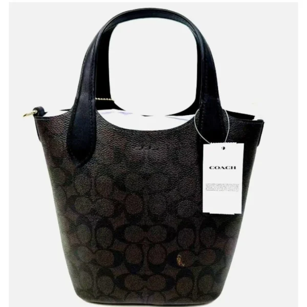 Coach CAF16 Hanna Bucket Bag In Signature Canvas IN Walnut/Black - Image 3