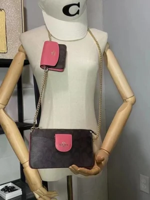 Coach C3328 Poppy Crossbody With Card Case In Signature Canvas Im/Brown/Watermel