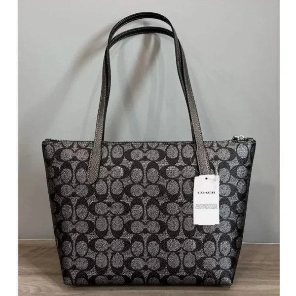 Coach CW396 Fiona Zip Tote Bag In Signature Canvas IN Gunmetal Multi - Image 4