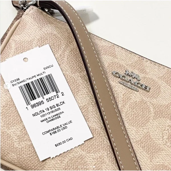 Coach CY236 Nolita 19 In Blocked Signature Canvas IN Taupe Multi - Image 8