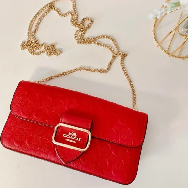 Coach CF942 MINI Morgan Shoulder In Signature Leather IN Electric Red - Image 2