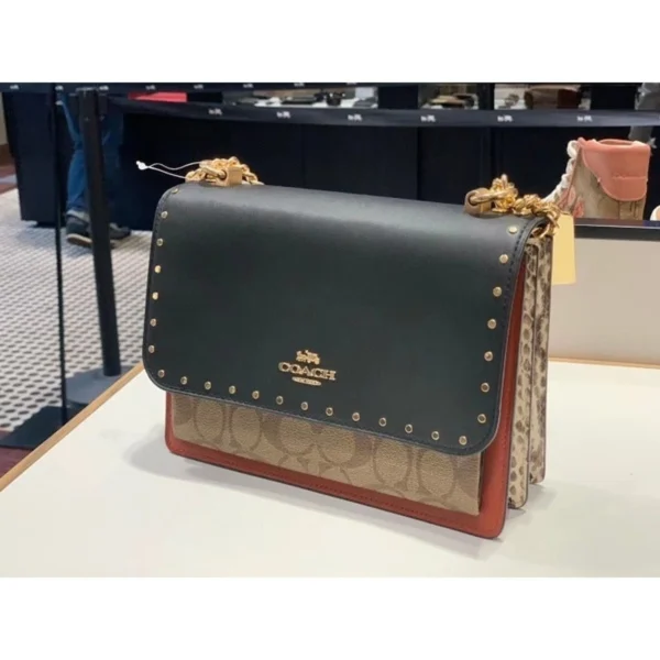 Coach 90400 Klare Crossbody In Signature Canvas With Rivets In Black/Khaki Multi - Image 13