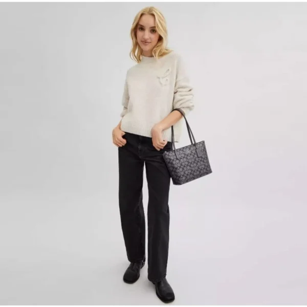 Coach CW396 Fiona Zip Tote Bag In Signature Canvas IN Gunmetal Multi - Image 5