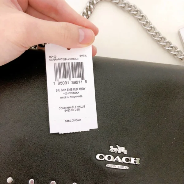 Coach 90400 Klare Crossbody In Signature Canvas With Rivets In Black/Khaki Multi - Image 6