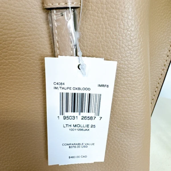 Coach C4084 Mollie Tote 25 In Taupe Oxblood - Image 9