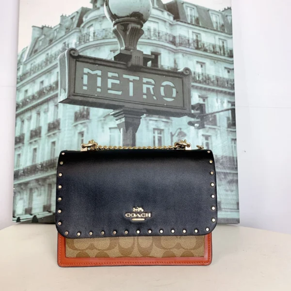 Coach 90400 Klare Crossbody In Signature Canvas With Rivets In Black/Khaki Multi - Image 9