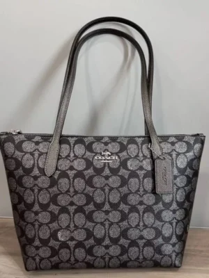 Coach CW396 Fiona Zip Tote Bag In Signature Canvas IN Gunmetal Multi