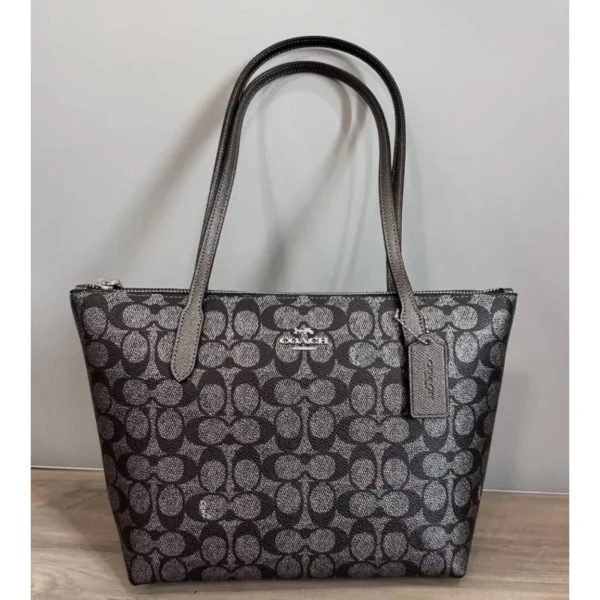 Coach CW396 Fiona Zip Tote Bag In Signature Canvas IN Gunmetal Multi