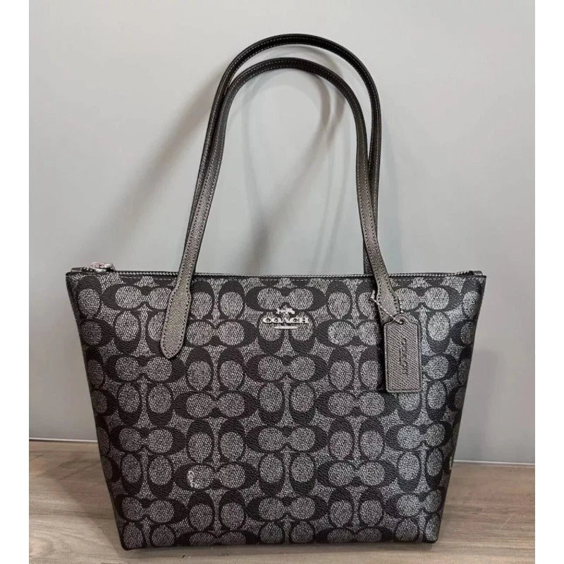 Coach CW396 Fiona Zip Tote Bag In Signature Canvas IN Gunmetal Multi