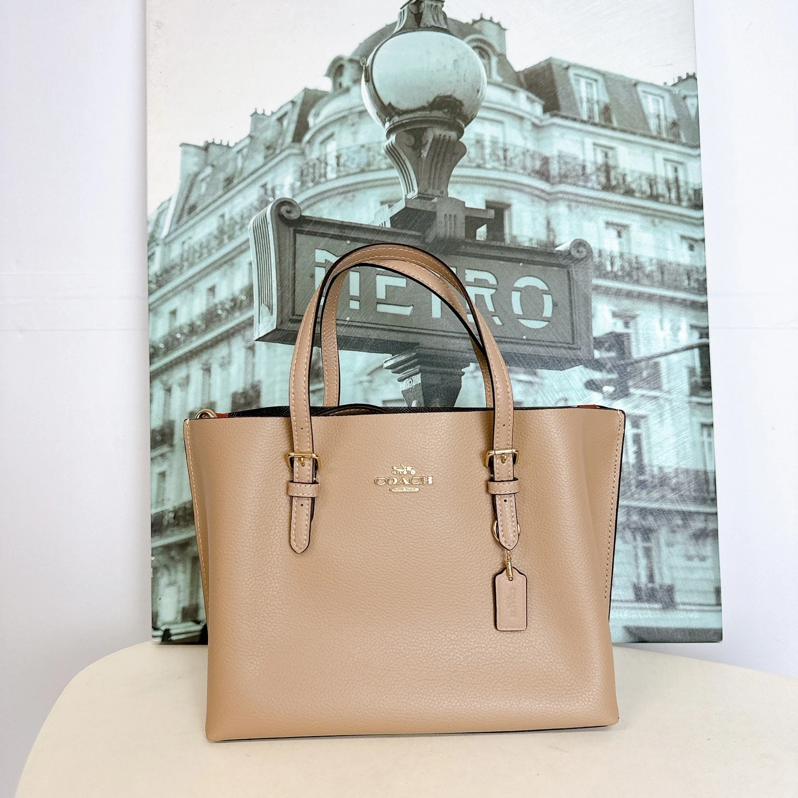 Coach C4084 Mollie Tote 25 In Taupe Oxblood