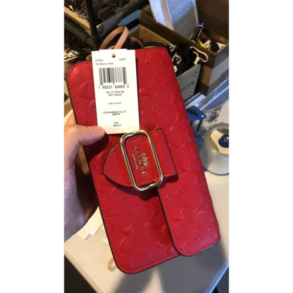 Coach CF942 MINI Morgan Shoulder In Signature Leather IN Electric Red - Image 10