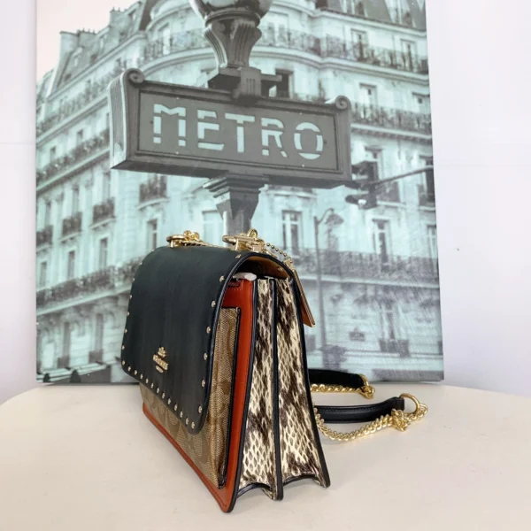 Coach 90400 Klare Crossbody In Signature Canvas With Rivets In Black/Khaki Multi - Image 10