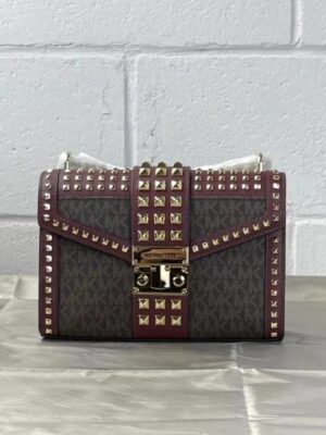 Michael Kors Rose 35F1GX0L2B Medium Flap Shldr Messenger Bag In Merlot