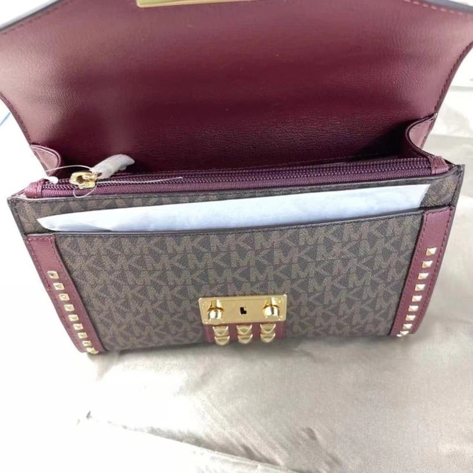 Michael Kors Rose 35F1GX0L2B Medium Flap Shldr Messenger Bag In Merlot - Image 4